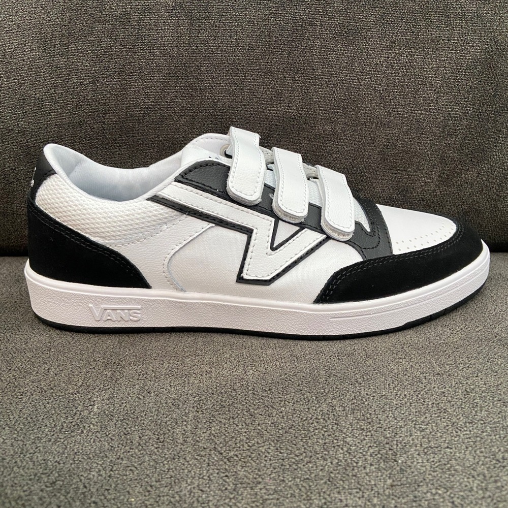 Vans Vans Lowland ComfyCush V Womens 8.5 Black True White Velcro Skate Shoes